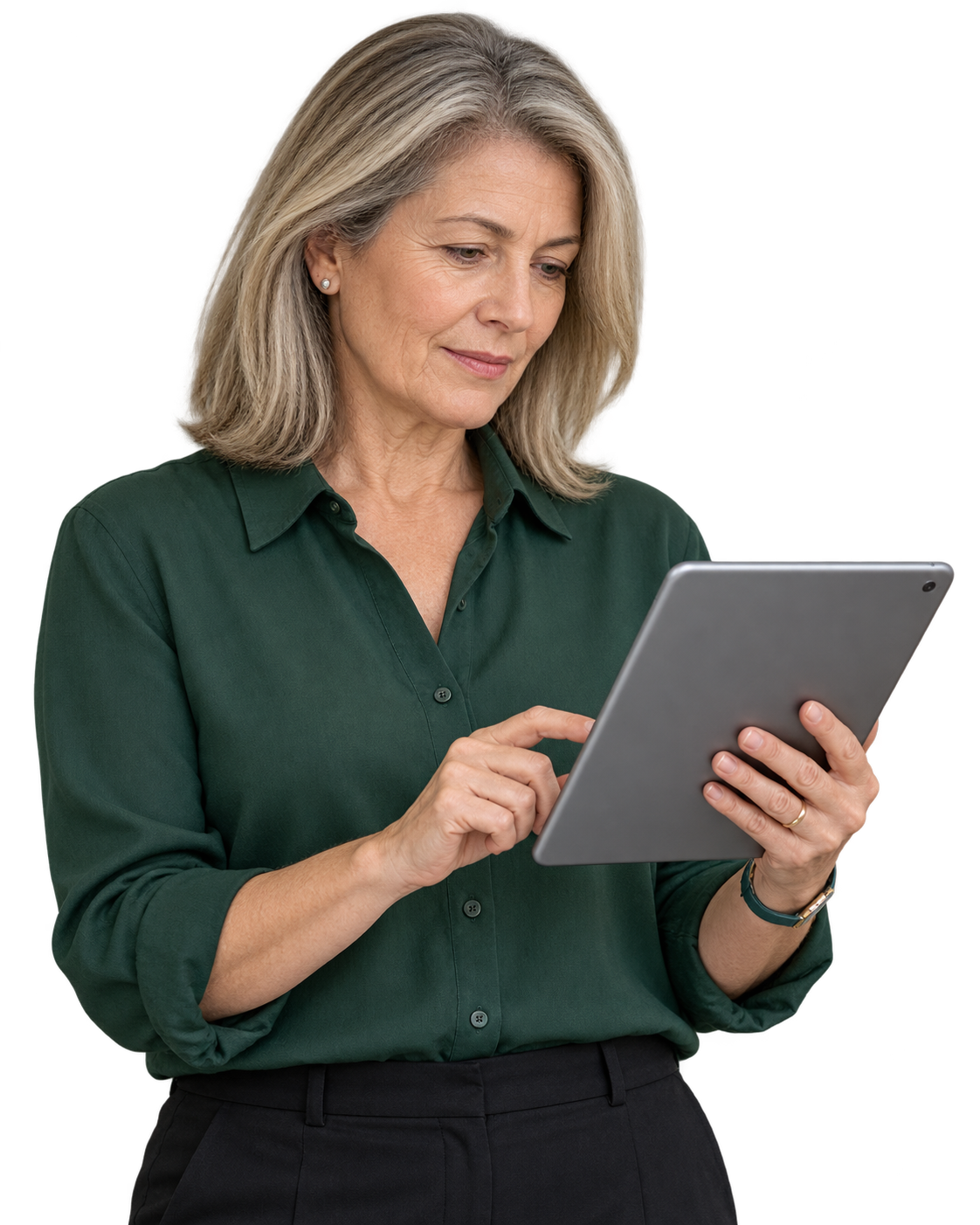 A business owner reviewing AI output before giving human approval