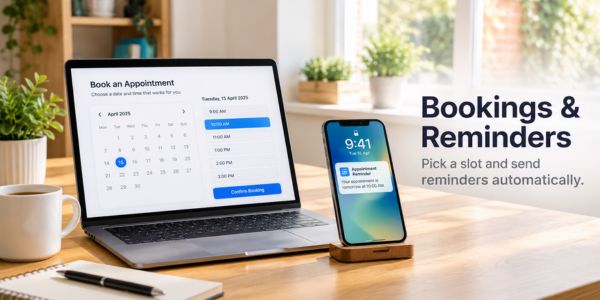 A customer booking a slot and getting an automatic reminder