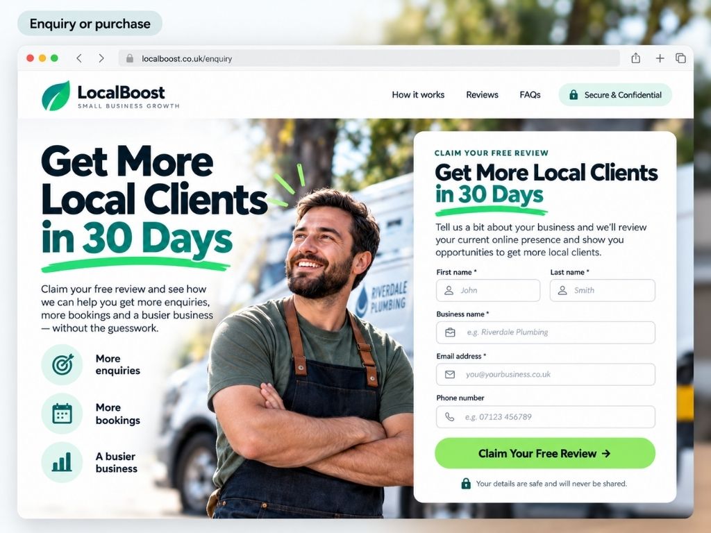 Enquiry page design that completes the business campaign journey