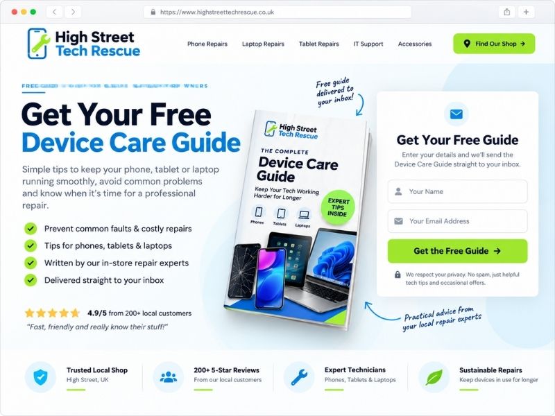 Squeeze page design offering a free lead magnet in exchange for an email address