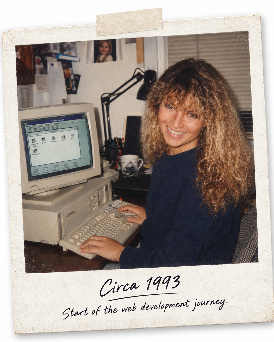 Kerry Greener circa 1993 at the start of her web development journey