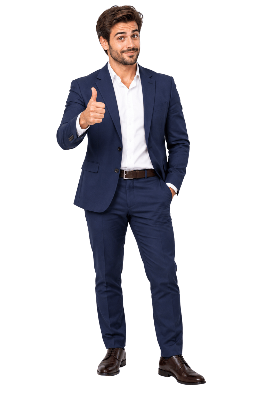 A business owner giving a thumbs up after getting expert help with AI