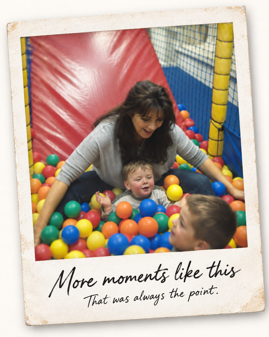 Kerry and her son enjoying a playful family moment