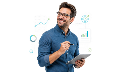 A business owner leaning on the traffic route comparison table