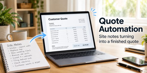 Site notes turned into a customer quote ready to send