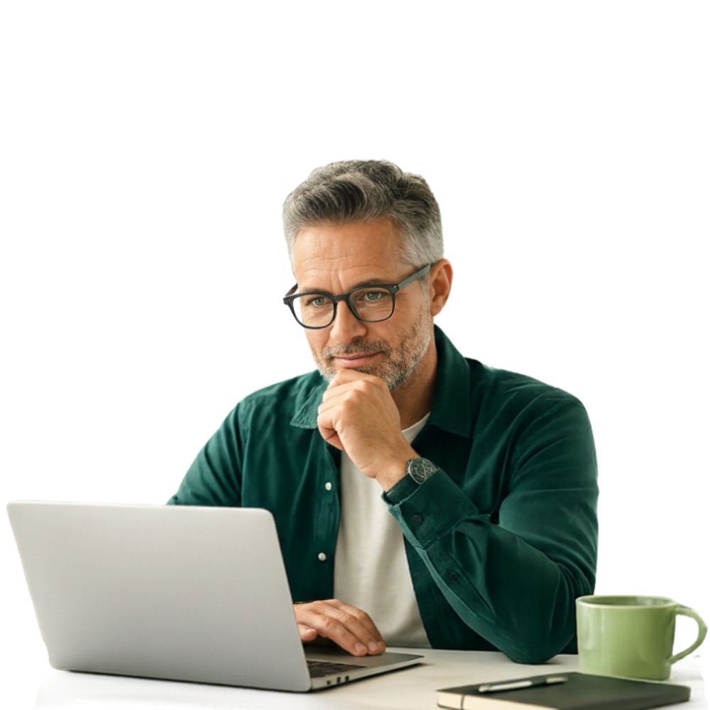 Aspiring online business owner working on a laptop