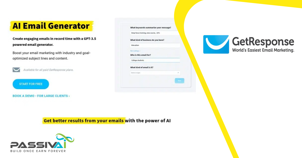 PassivAi recommends GetResponse for AI-powered, easy email marketing.